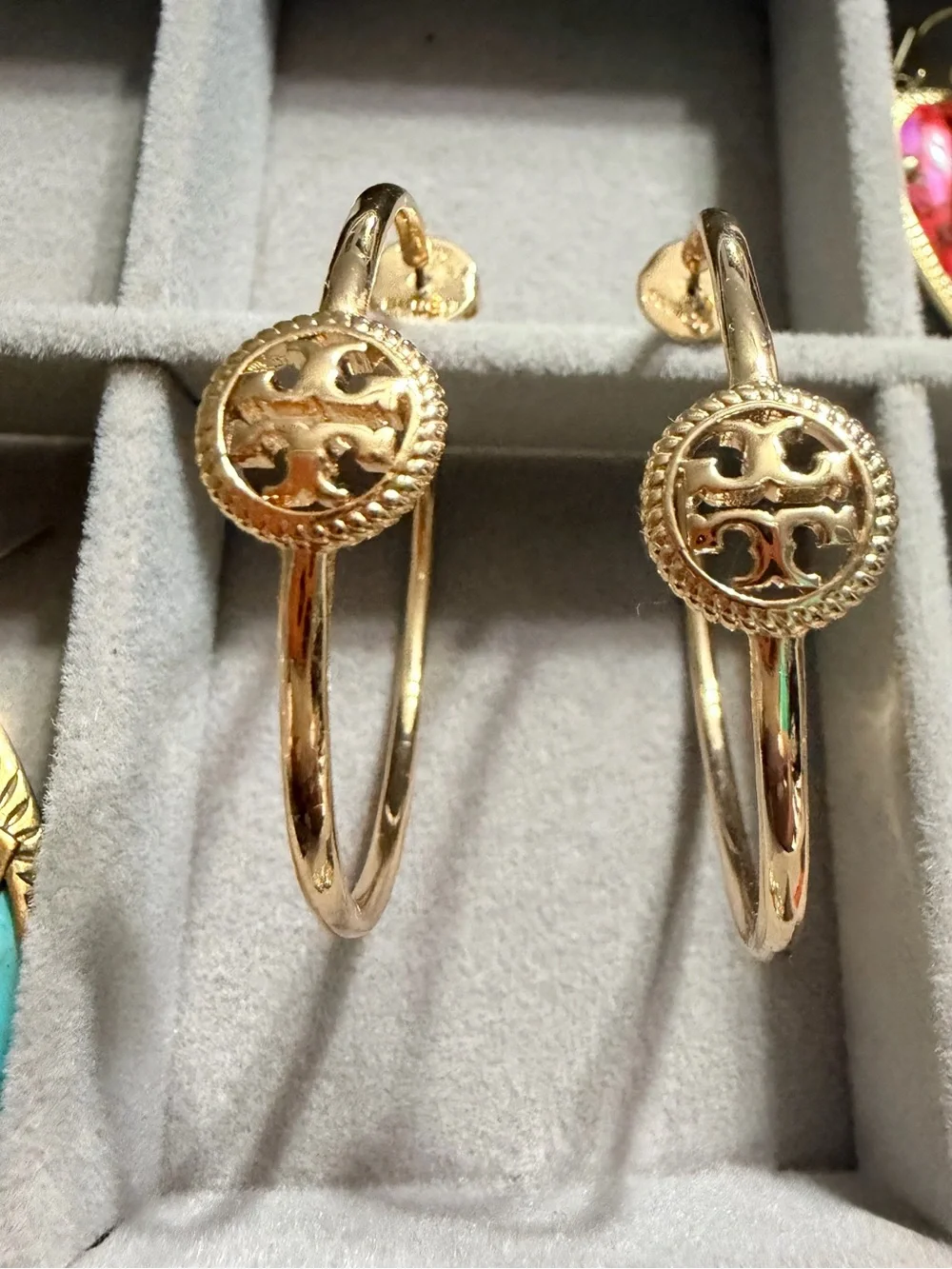 Tory Burch Rope Logo Hoop Earrings
